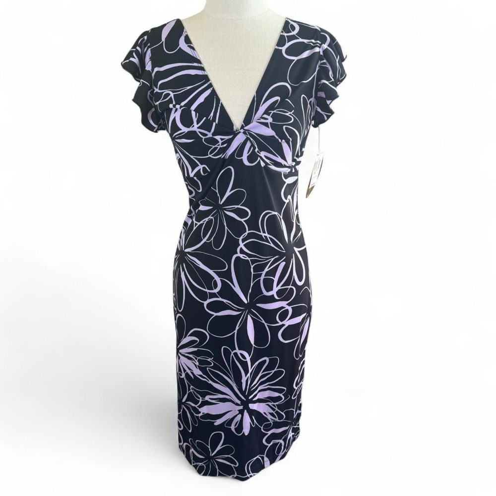 My Michelle Black and Purple Floral Midi Dress NWT - Size M